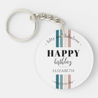 Birthday Minimalist design in pastel colours Key Ring