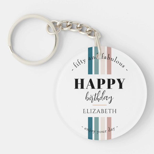 Birthday Minimalist design in pastel colours Key Ring (Front)