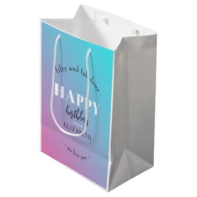 Birthday Minimalist design in pastel colours Medium Gift Bag (Front Angled)