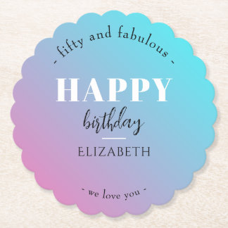 Birthday Minimalist design in pastel colours Paper Coaster