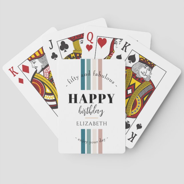 Birthday Minimalist design in pastel colours Playing Cards (Back)