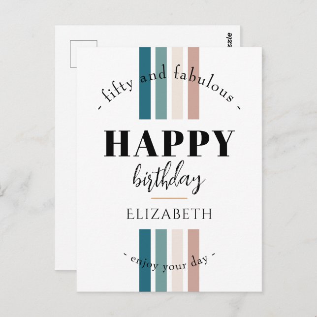Birthday Minimalist design in pastel colours Postcard (Front/Back)