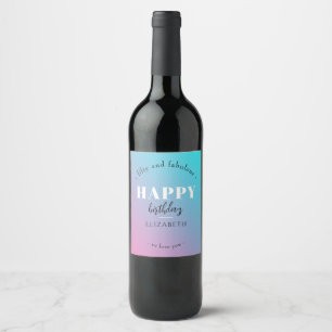 Birthday Minimalist design in pastel colours Wine Label
