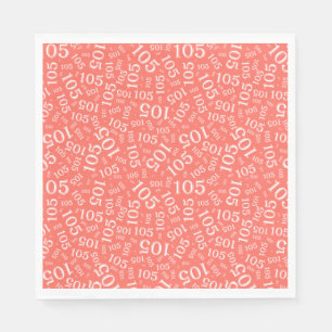 Birthday Modern 105 Number Pattern Coral/White Napkin