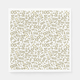 Birthday Modern 105 Number Pattern Gold/White Napkin