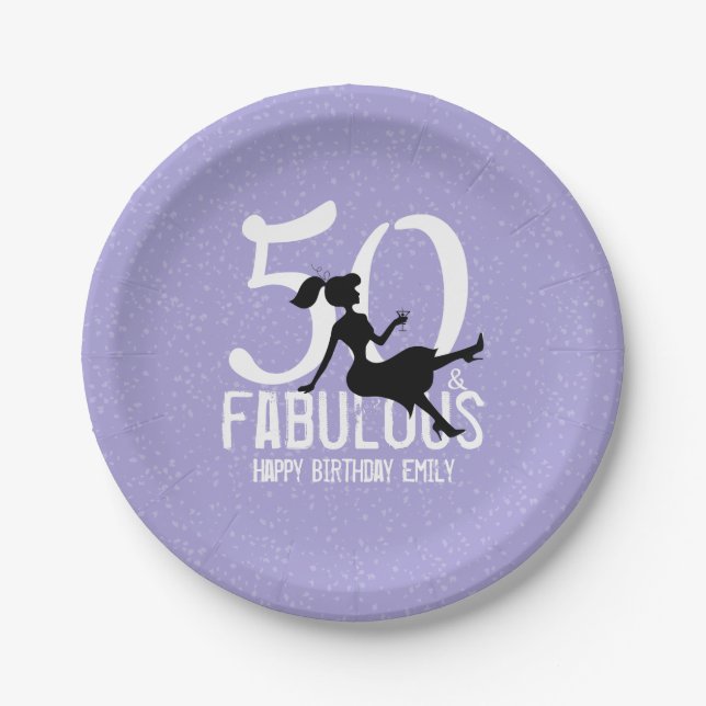 Birthday Modern 50th Birthday Celebration Chic Paper Plate (Front)