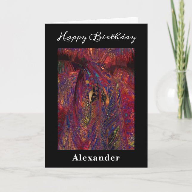  Birthday Modern Colourful Coconut Tree Tropical Card (Front)