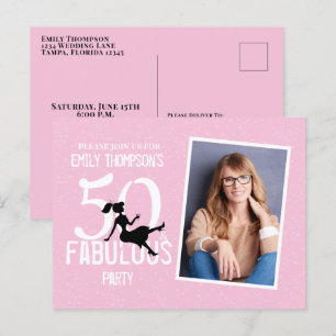 Birthday Modern Fifty and Fabulous Photo Cocktails Postcard