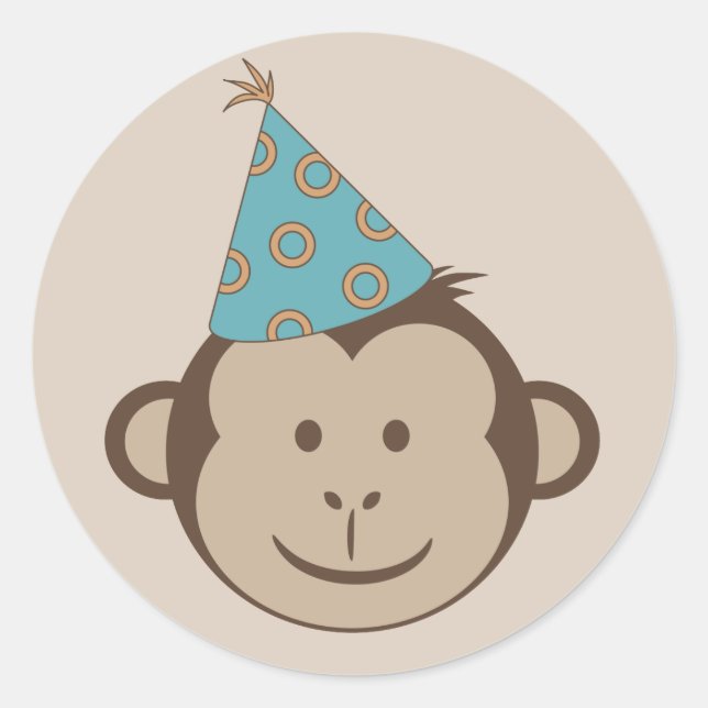 Birthday Monkey Goodie Bag Stickers (Front)