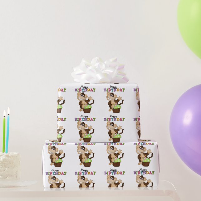 Birthday Monkey party wrapping paper (Party Gifts)