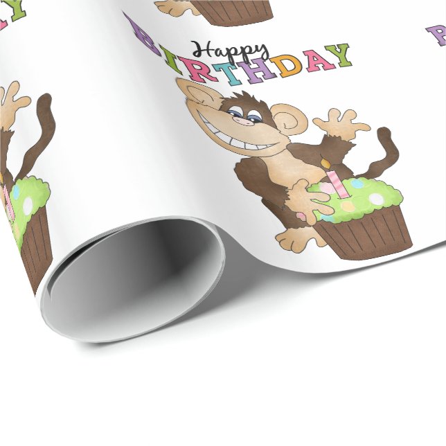 Birthday Monkey party wrapping paper (Roll Corner)