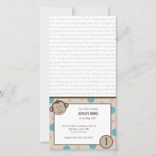 Birthday Monkey Photo Card Invitation