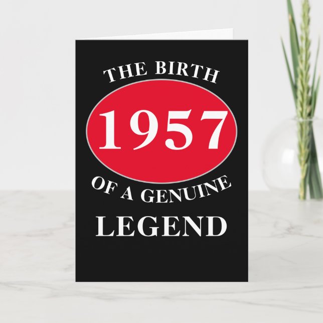 Birthday Monogram Add Year And Name Black Red Card (Front)