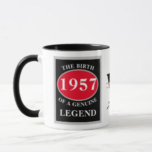 Birthday Monogram Add Year And Name Black Red Mug