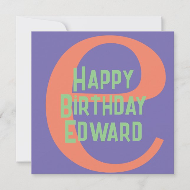 Birthday Monogram Greeting Card – Custom Initial  (Front)