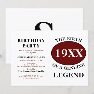 Birthday Monogram Initial Name Year Humour Red  Invitation