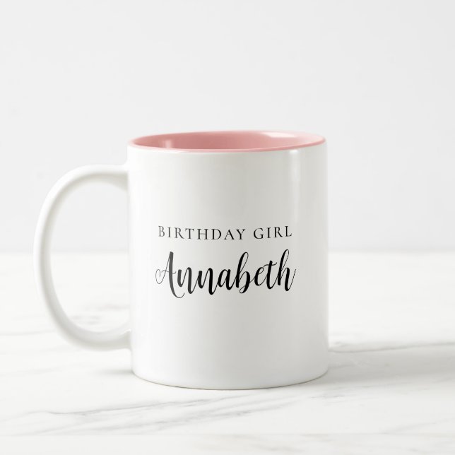 Birthday Monogram Two-Tone Coffee Mug (Left)