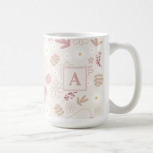 Birthday monogrammed pretty floral pastel pink coffee mug