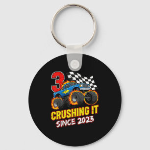 Birthday Monster Truck 3 Year Old Boys 3rd Party B Key Ring