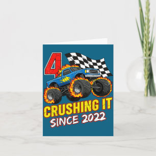 Birthday Monster Truck 4 Year Old Boys 4th Party B Card
