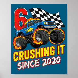 Birthday Monster Truck 6 Year Old Boys 6th Party B Poster