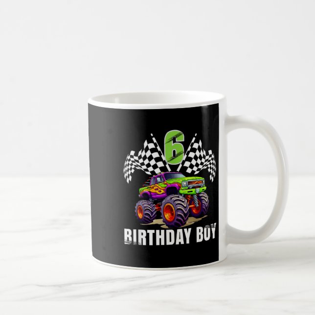 Birthday Monster Truck 6 Year Old Boys 6th Party  Coffee Mug (Right)