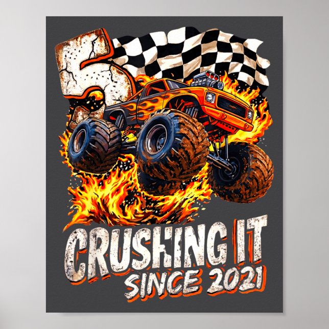 Birthday Monster Truck Boys 5 Crushing It Since 20 Poster (Front)
