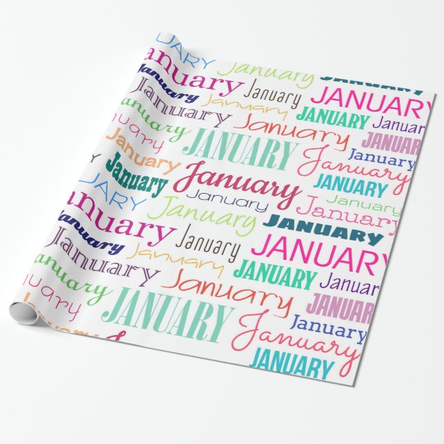Birthday month January Wrapping Paper (Unrolled)