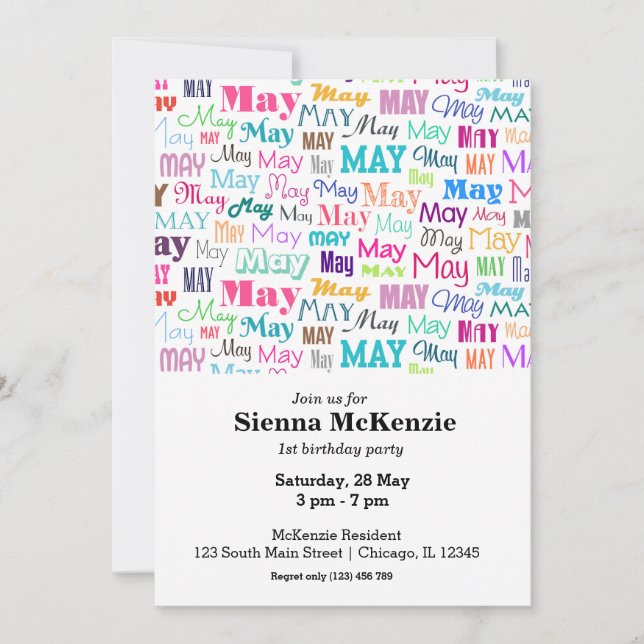 Birthday month May Invitation (Front)