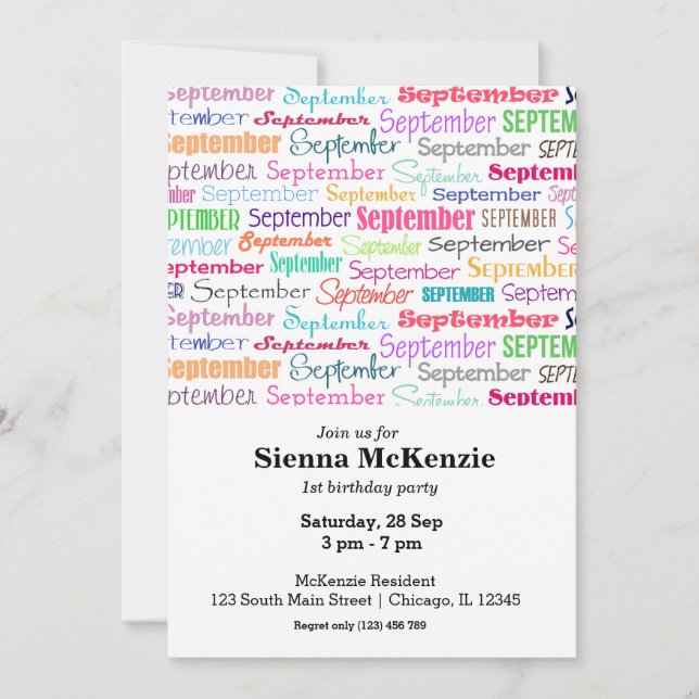 Birthday month September Invitation (Front)