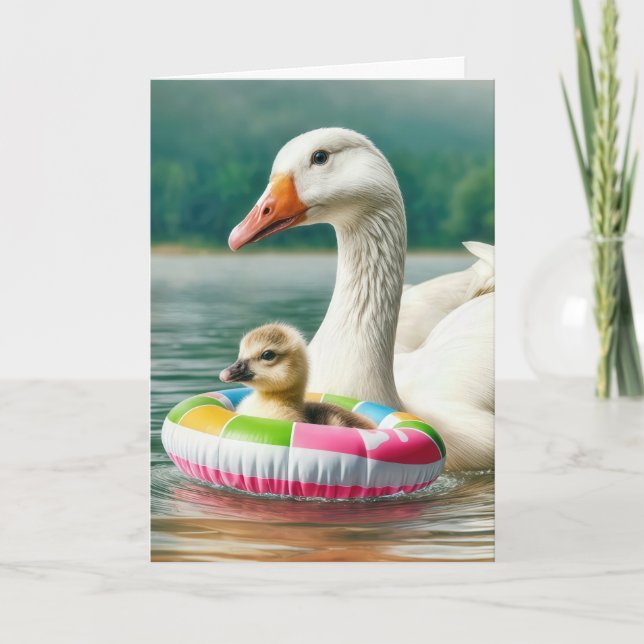 Birthday Mother Goose With Gosling  Card (Front)