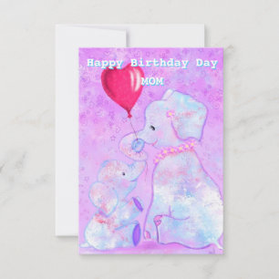 Birthday Mother's Card Elephant Mum and Baby
