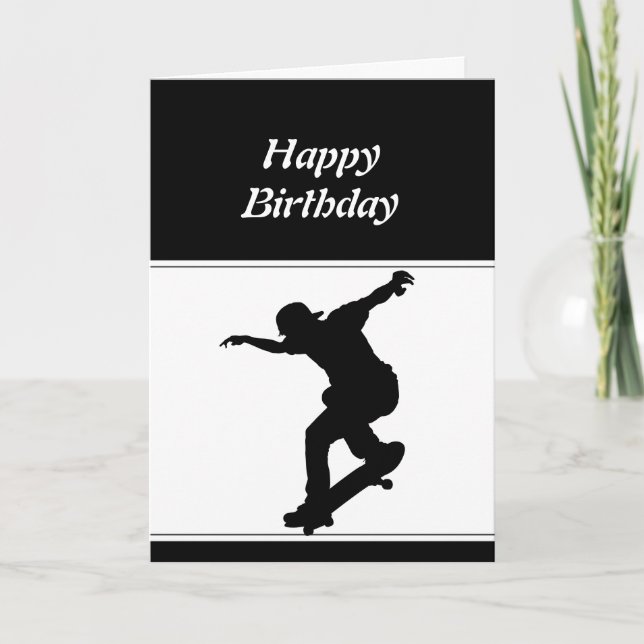  Birthday Motivational Skateboarding Skate Board Card (Front)