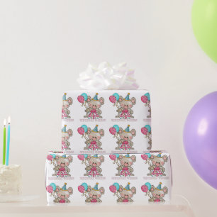 Birthday Mouse cartoon wrapping paper