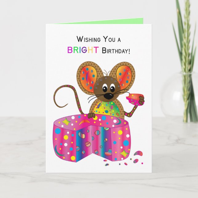 Birthday, Mouse & Cheese, Kaleidoscope Collection Card (Front)