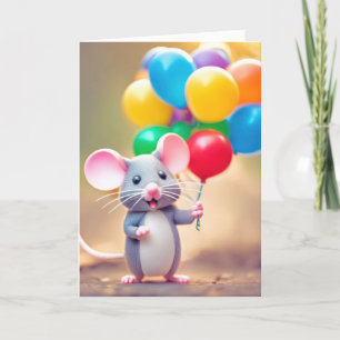 Birthday Mouse With Balloons Card