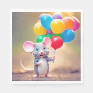 Birthday Mouse With Balloons Napkin