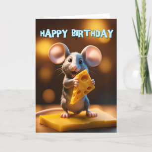 Birthday Mouse with Cheese Card
