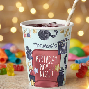 Birthday movie night paper cups