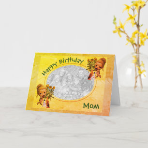 Birthday Mum Puppies Personalised Photo Card