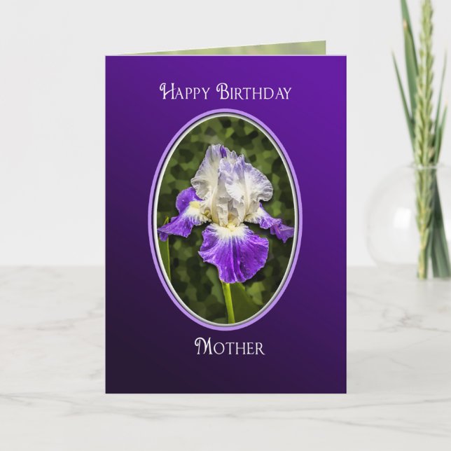 Birthday,  Mum Purple Iris in Oval Purple Setting Thank You Card (Front)