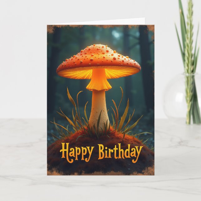 Birthday Mushroom Glow Card (Front)