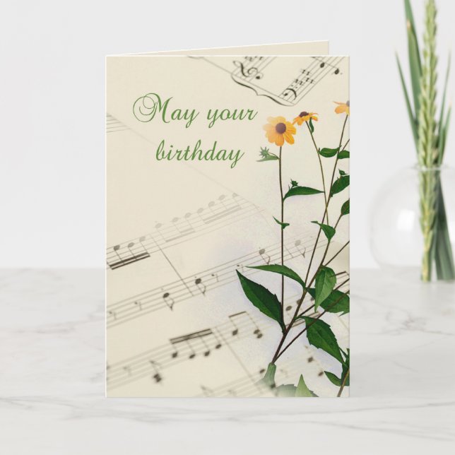 Birthday Music Notes and Wildflowers (Front)