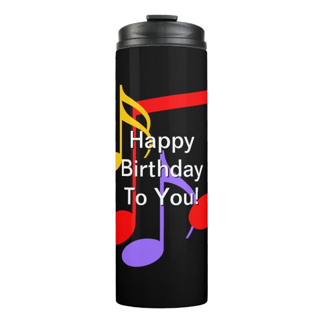 Birthday Music Notes   Thermal Tumbler (Front)