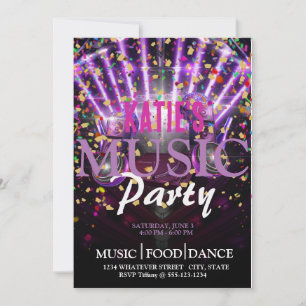 Birthday Music Party Custom Invitation