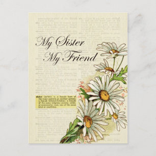 Birthday My Sister My Friend Vintage Flowers Postcard