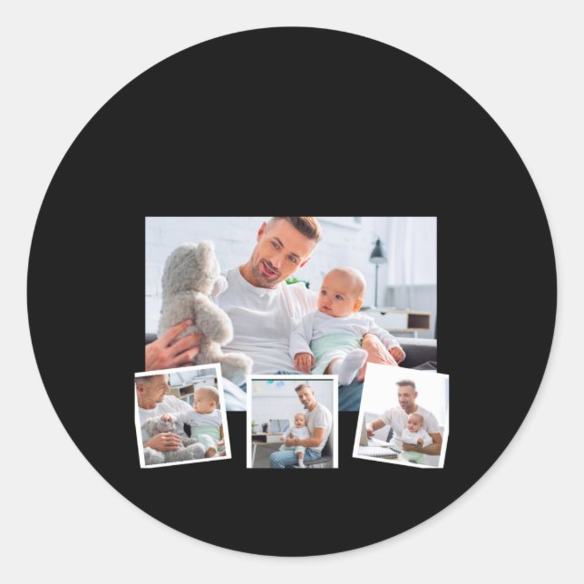 Birthday Name Age Photo Collage T Shirt  Classic Round Sticker (Front)