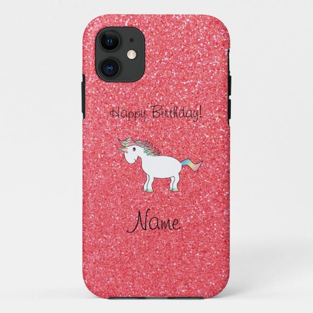 Birthday name unicorn light pink glitter Case-Mate iPhone case (Back)