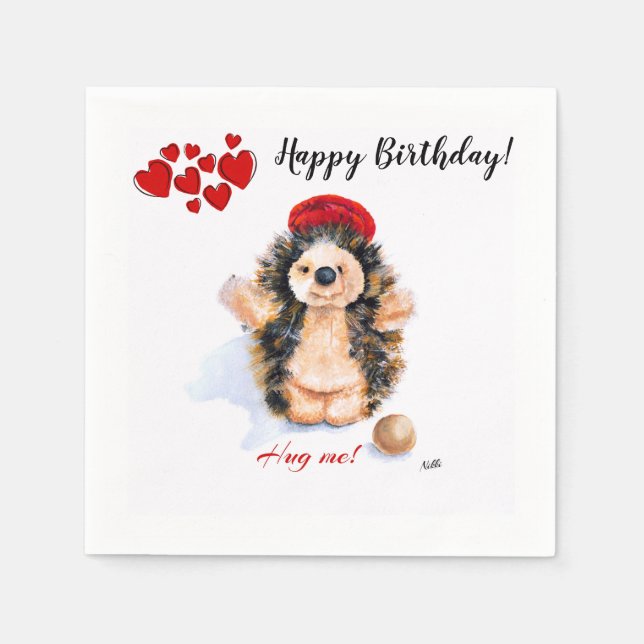 Birthday Napkin "Little Hedgehog" (Front)