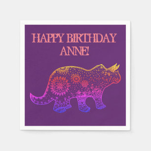 Birthday Napkins Dinosaur Art , Mandala Dinosaur